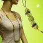 Mobile Preview: Halskette, oliv-seide, oliv-transparent