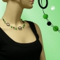 Preview: Halskette Drahtkette 3x schwarz ovale Ringe und Fadenperle grün Kunststoffperlen 45cm