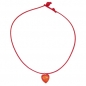 Mobile Preview: Kette Kinderkette Herz rot mit Schliff Kordel rot 42cm, ohne Dekoration