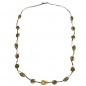 Preview: Halskette Kunststoffperlen Schmuckperle olivgrün-seidig altgoldfarben Kordel oliv 100cm