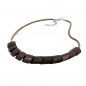 Mobile Preview: Halskette Schrägperle Kunststoff dunkelbraun-seidig-glänzend Kordel braun 45cm