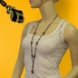 Mobile Preview: Halskette, Effekt-Perle schwarz-goldfarben