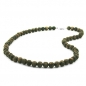 Mobile Preview: Halskette 10mm Kunststoffperlen Barockperlen olivgrün-schwarz-marmoriert 60cm, ohne Dekoration