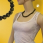 Mobile Preview: Halskette 12mm Kunststoffperlen Barockperlen olivgrün-schwarz-marmoriert 50cm