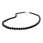 Preview: Halskette, Perle, 6mm, schwarz-glänzend, ohne Dekoration