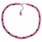 Preview: Halskette, Perlen pink-flieder-schwarz