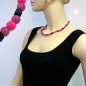 Preview: Halskette, Perlen pink-flieder-schwarz