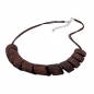Preview: Halskette Schrägperle Kunststoff braun-marmoriert Kordel dunkelbraun 45cm, ohne Dekoration