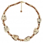 Preview: Halskette Kunststoffperlen Steinperle elfenbein-beige-braun 53cm, ohne Dekoration