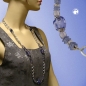 Preview: Halskette Kunststoffperlen Steinperle blau Weitpanzerkette Aluminium hellgrau 90cm
