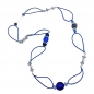 Preview: Halskette Kunststoffperlen blau transparent silberfarben Vollgummi blau 90cm