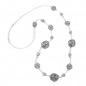 Preview: Halskette Kunststoffperlen Blumenringe schwarz-weiß Kordel weiß 100cm, ohne Dekoration