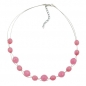Mobile Preview: Halskette Drahtkette mit Glasperlen Facettenperle rosa 45cm