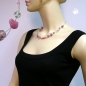 Preview: Halskette Drahtkette mit Glasperlen rosa kristall-verspiegelt Vierkantolive flieder rosa 45cm