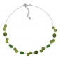Mobile Preview: Halskette Drahtkette mit Glasperlen grün und oliv-transparent 43cm