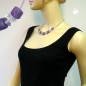 Preview: Halskette Schrägperle Kunststoff flieder und kristallklar Kordel lila und Draht 45cm