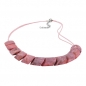 Preview: Kette Schrägperle Kunststoff rosa-marmoriert-matt Kordel rosa 45cm, ohne Dekoration