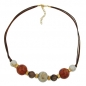 Mobile Preview: Halskette Kunststoffperlen natur-braun-karamel-goldfarben Kordel braun 55cm, ohne Dekoration