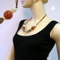 Preview: Halskette Kunststoffperlen natur-braun-karamel-goldfarben Kordel braun 55cm