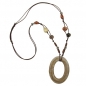 Mobile Preview: Halskette 88x66mm Ring braun-beige Kunststoffperlen Baumwollkordel braun 95cm, ohne Dekoration