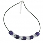 Mobile Preview: Halskette Schrägperle Kunststoff lila-seidig und kristallklar-transparent Vollgummi schwarz 45cm, ohne Dekoration