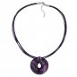 Mobile Preview: Halskette 52mm Kunststoff Anhänger Amulett lila marmoriert Kordel lila 55cm