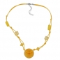 Mobile Preview: Halskette 30x11mm Kunststoffperle Scheibe gelb-seidig glänzend Kordel gelb 50cm, ohne Dekoration