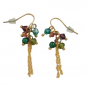 Preview: Ohrhaken Ohrhänger Ohrringe 45mm Perlen in grün und braun Kettchen goldfarben, ohne Dekoration
