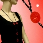 Mobile Preview: Halskette, Krokoperle, rot-transparent