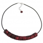 Preview: Halskette Schrägperle Kunststoff rot-metallic-marmoriert Vollgummi schwarz 45cm