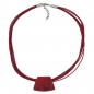 Preview: Halskette Kunststoffperle Trapez rot-schwarz-marmoriert matt Kordel rot 45cm