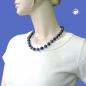 Preview: Collier, Perlen schwarz blau silber 50cm