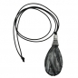 Mobile Preview: Halskette 85x36mm Tropfen schwarz-silbergrau-marmoriert 100cm, ohne Dekoration