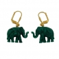 Preview: Ohrbrisuren Ohrhänger Ohrringe 37x23mm goldfarben Elefant mini grün-marmoriert Kunststoffperle