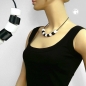 Mobile Preview: Halskette Schrägperle Kunststoff weiß-glänzend und schwarz-glänzend Vollgummi schwarz 45cm