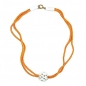 Mobile Preview: Halskette, Perle weiß-gold Kordel orange