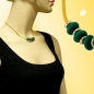 Mobile Preview: Halskette 4 Holzperlen dunkelgrün Kordel gelb 42cm