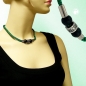 Mobile Preview: Halskette Kunststoffperlen schwarz-matt chromfarben Kordel grün 45cm