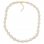 Mobile Preview: Kette 12mm Perlen seidig-weiß und 5mm goldfarbene Kunststoffperlen 80cm, ohne Dekoration
