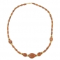 Preview: Halskette, Perlen nougat-marmor, goldfarben, ohne Dekoration