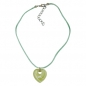 Preview: Halskette, Herz mit Loch, grün-weiß, ohne Dekoration