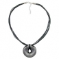 Preview: Halskette 52mm Kunststoff Anhänger Amulett altsilberfarben Kordel grau 55cm, ohne Dekoration