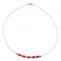 Preview: Kette Drahtkette mit Glasperlenröhrchen und Perle in rot-rot AB 40cm, ohne Dekoration
