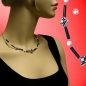Preview: Halskette Drahtkette Karoperle schwarz-weiß Kunststoffperlen 45cm