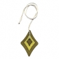 Preview: Halskette 115x75 Kunststoff Rhombus oliv- und lindgrün Kordel beige-natur 90cm, ohne Dekoration