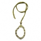 Mobile Preview: Halskette 75x55mm Baumring Kunststoff olivgrün Lederband grün 90cm Kette, ohne Dekoration