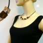 Mobile Preview: Halskette Schrägperle Kunststoff braun-marmoriert und beige-marmoriert Vollgummi schwarz 45cm