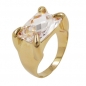 Preview: Ring mit 14x10mm großem Zirkonia 3 Mikron vergoldet Ringgröße 60, ohne Dekoration