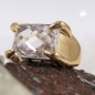 Preview: Ring mit 14x10mm großem Zirkonia 3 Mikron vergoldet Ringgröße 60