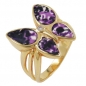 Preview: Ring 18x20mm Schmetterling lila farbig lackiert 3 Mikron vergoldet Ringgröße 60, ohne Dekoration